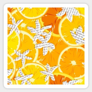 Oranges, flowers and text fragments Sticker